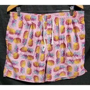 Ingear Swim Men's Sz L (36/38) Pink Pineapple Print Trunks Key West Florida‎ NEW